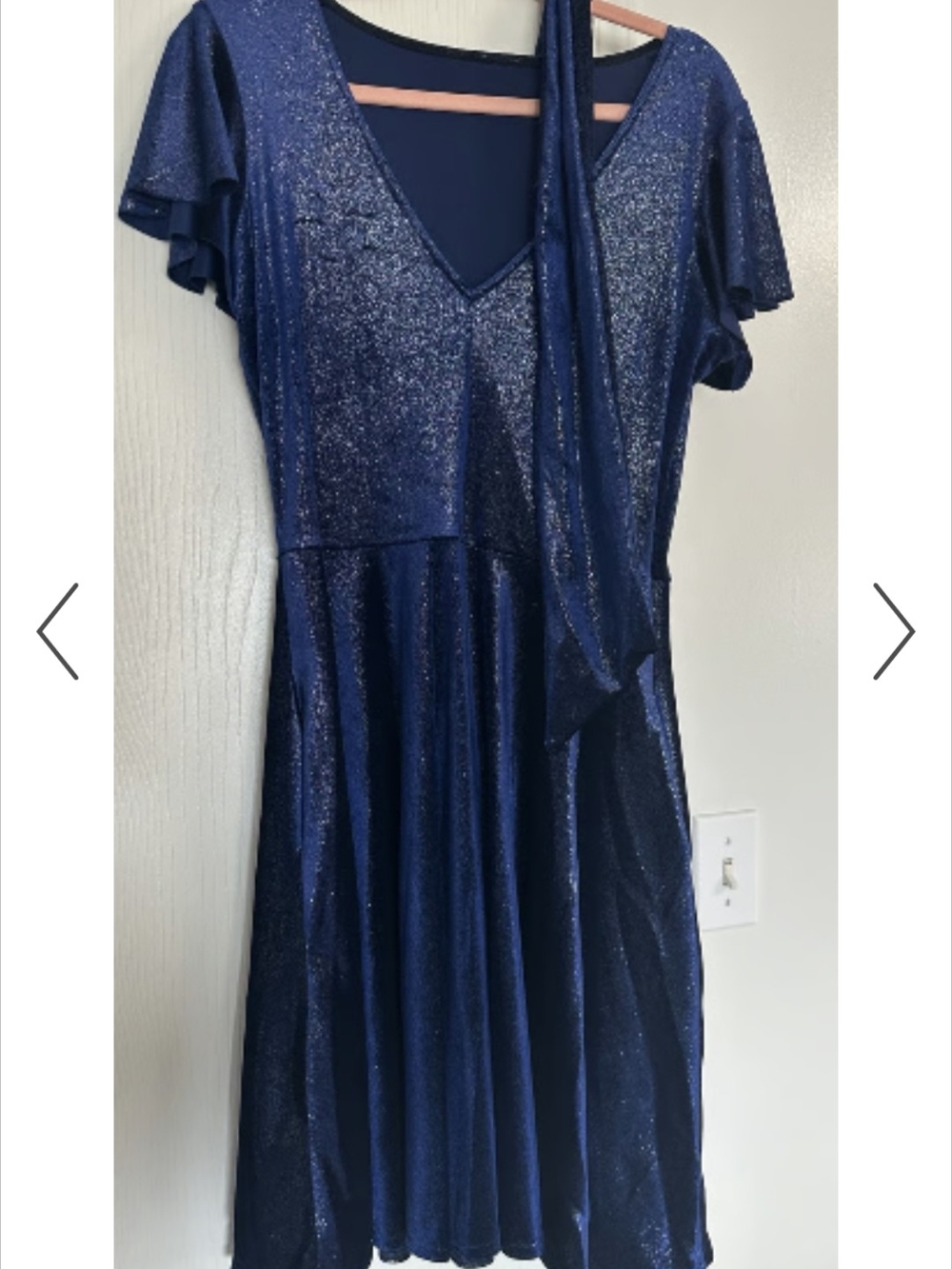 Blackmilk clothing blue Velvet wrap sparkle glitter dress holiday size Large L